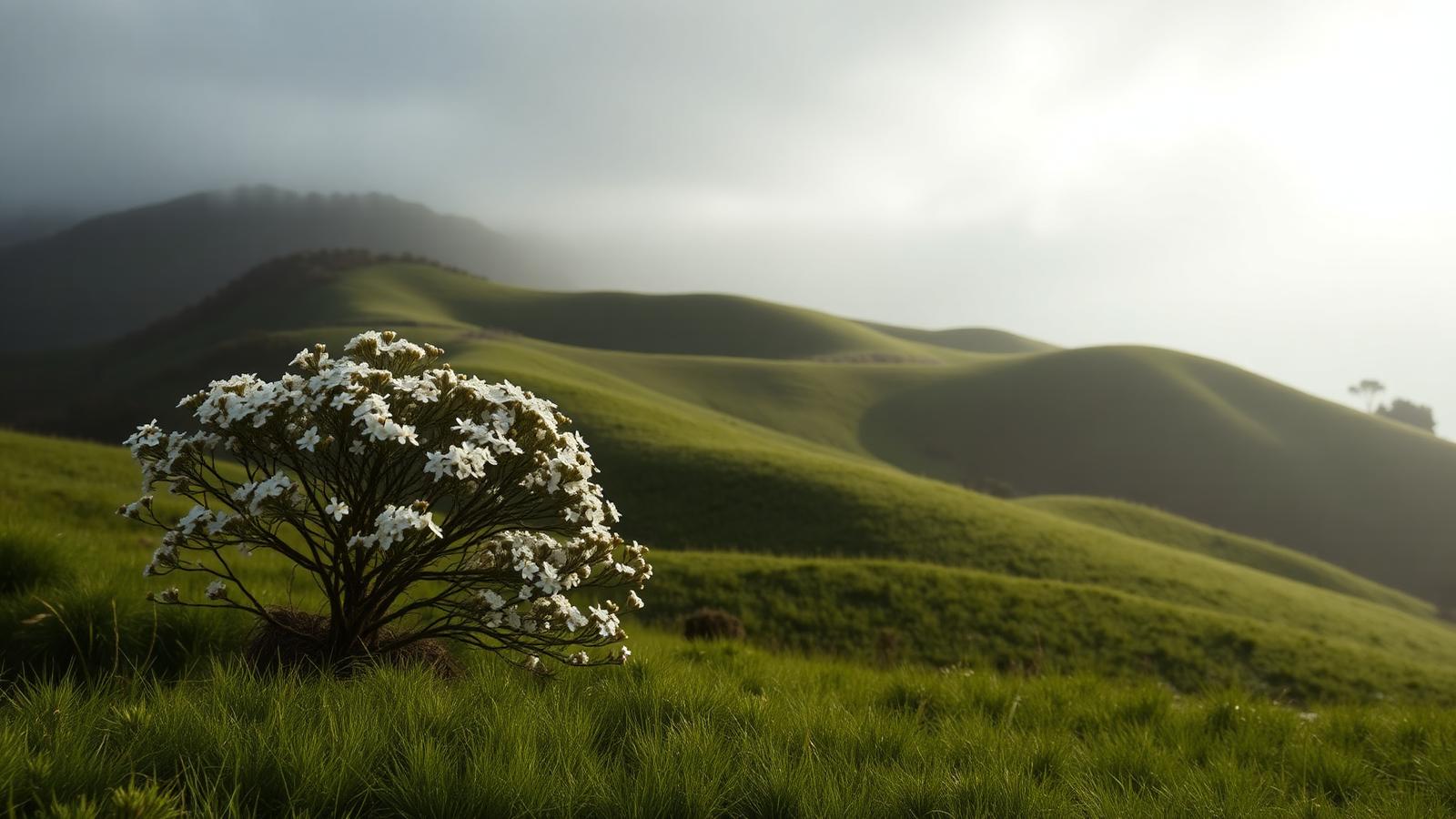 New Zealand Manuka bush in bloom